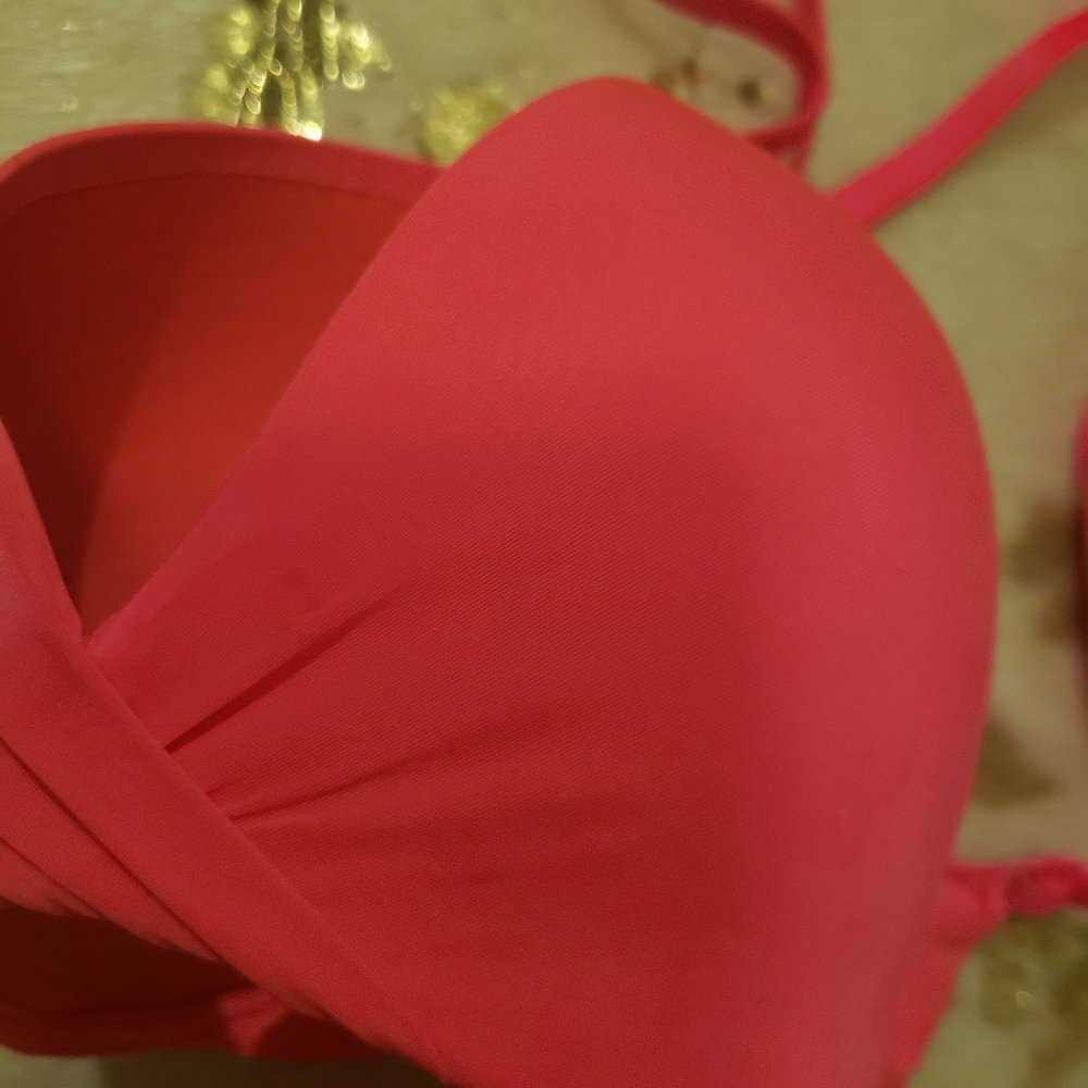 Victoria's Secret 32D Plunge Hot Pink Push Up Bra - Picture 6 of 8